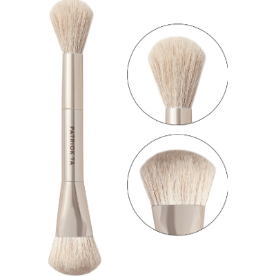 PATRICK TA Dual- Ended Precision Blush Brush | Dwustronny, syntetyczny pędzel do różu