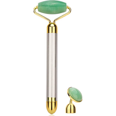 YEYE Made in Nature Masażer z funkcją wibracji | Masażer Wibrujący Jadeitowy z Dwiema Główkami do Twarzy i Ciała