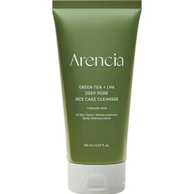 Arencia Green Tea + LHA Deep Pore RIice Cake Cleanser 150 ml | Głęboko oczyszczający żel do twarzy z kwasem salicylowym
