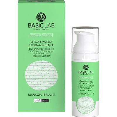 BASICLAB - Lekka Emulsja Normalizująca Z 3% Kompleksu Komórek Macierzystych Z Noni, 1% Glicyryzyny, Cbd I Adenozyną Redukcja I Balans, 50ml