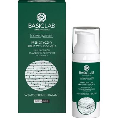 BASICLAB - Prebiotyczny Krem Wyciszający Z 5% Prebiotyków, 1% Wąkrotki Azjatyckiej I Witaminą F Wzmocnienie I Balans, 50ml