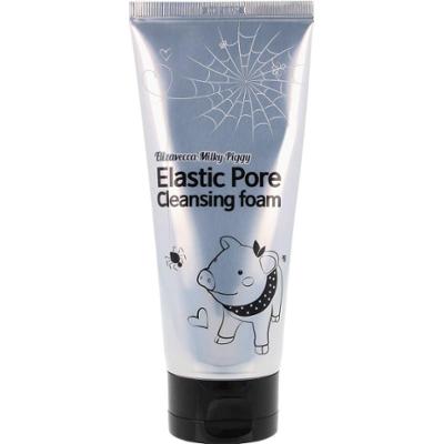 Elizavecca - Elastic Pore Cleansing Foam, 120ml - oczyszczająca i zwężająca pory pianka do mycia twarzy z aktywnym węglem