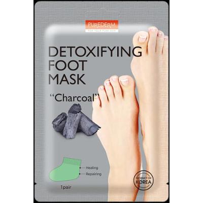 PUREDERM - Detoxifying Foot Mask ,,Charcoal'', 34g - Oczyszczająca maseczka do stóp z węglem