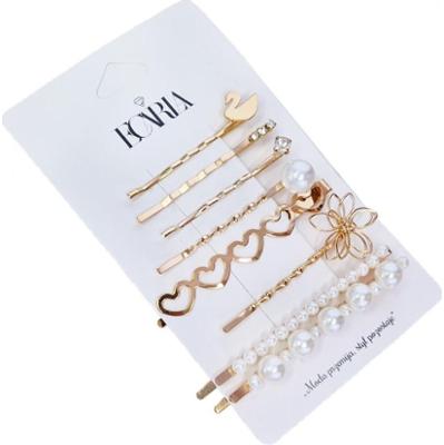 ECARLA - Zestaw 8 sztuk eleganckich złotych wsuwek do włosów