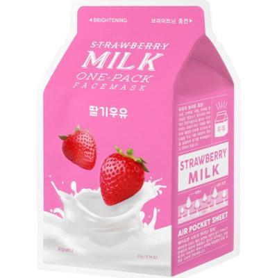 Apieu - Milk One Pack #Strawberry Milk 1ea - Rozjaśniająca maseczka na płachcie