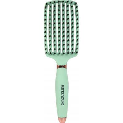 SISTER YOUNG - OVIA FRESH MINT BV - Szczotka do Włosów z Naturalnego Włosia Dzika z Wentylacją, Miętowa