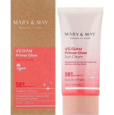 Mary&May - Vegan Primer Glow Sun Cream SPF50+ PA++++, 50ml - rozświetlająca baza pod makijaż z pigmentem