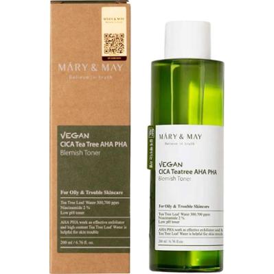 Mary&May - Vegan CICA Tea Tree AHA PHA Toner, 200ml - złuszczający tonik z kwasami