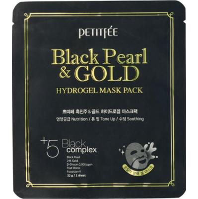 Petitfee - Black Pearl & Gold Hydrogel Mask Pack, 32 g - rozświetlająca hydrożelowa maska do twarzy
