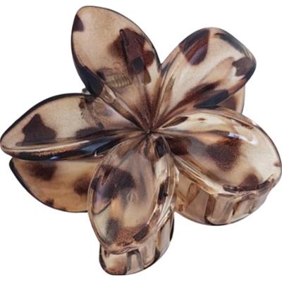 ECARLA - Spinka do włosów klamra XL kwiat, Panterka brązowa