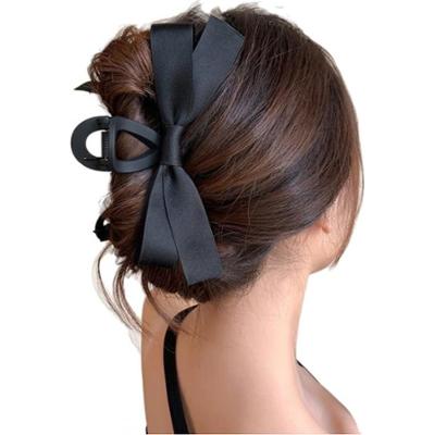 ECARLA - Spinka do włosów, klamra z kokardą materiałową, czarna XL 15cm