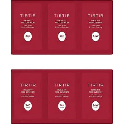 TIRTIR - Mask Fit Red Cushion 6 Shade Trial Kit (33C/33N/33W,34C/34N/34W), 6x1g - zestaw próbek podkładu cushion dla ciemniejszych karnacji
