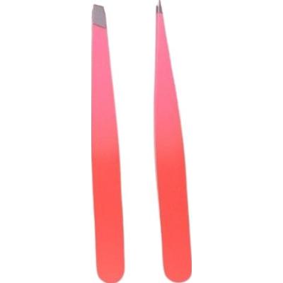 ECARLA - Zestaw 2 sztuk pęset kosmetycznych do regulacji brwi, 9,5 cm ombre koral