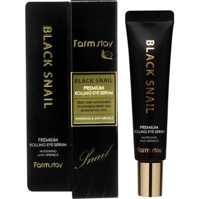FARMSTAY - Black Snail Premium Rolling Eye Serum, Koreańskie serum pod oczy z ekstraktem ze śluzu czarnego ślimaka, 25ml