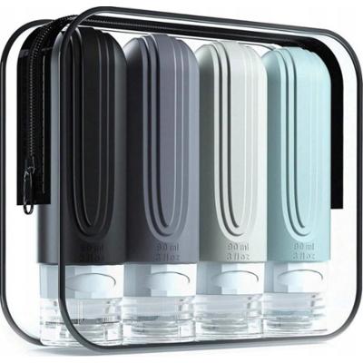 ECARLA - Zestaw silikonowych pojemniczków, buteleczek podróżnych 4w1, 90ml