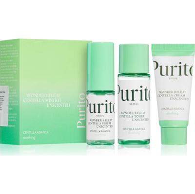 PURITO SEOUL - Wonder Releaf Centella Mini Kit Unscented, Zestaw mini kosmetyków z wąkrotą azjatycką, 2x15ml,1x30ml