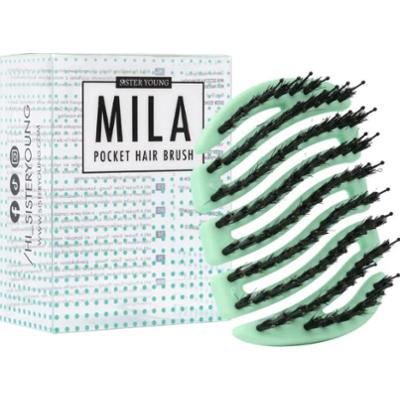 SISTER YOUNG - MILA POCKET FRESH MINT BV - Mini szczotka z włosiem dzika, Zielona