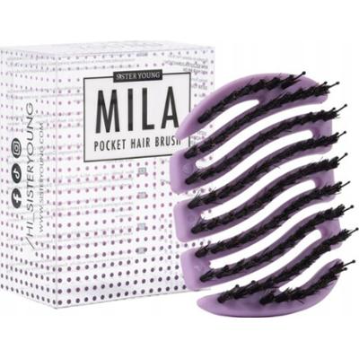 SISTER YOUNG - MILA POCKET LILIAC BV - Mini szczotka z włosiem dzika, Fioletowa