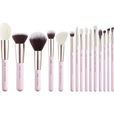 Jessup - Blushing Bride Mix Hair Brush Set, 15 szt. - zestaw pędzli do makijażu twarzy i oczu różowy ze złotem