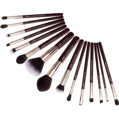 Jessup - Zinfandel Mix Hair Brush Set, 15 szt. - zestaw pędzli do makijażu twarzy i oczu brązowy ze złotem