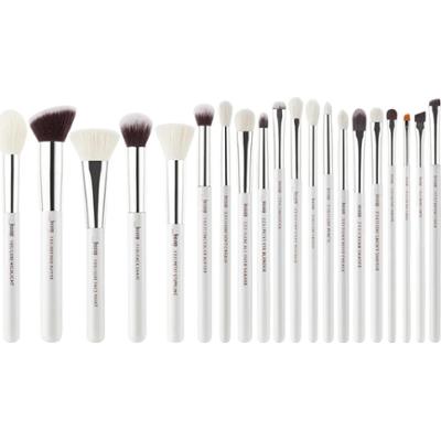 Jessup - White/Silver Mix Hair Brush Set, 20 szt. - zestaw pędzli do makijażu twarzy i oczu biały ze srebrem