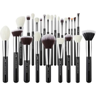 Jessup - Black/Silver Mix Hair Brush Set, 25 szt. - zestaw pędzli do makijażu twarzy i oczu czarny ze srebrem