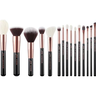 Jessup - Black/Rose Gold Mix Hair Brush Set, 15 szt. - zestaw pędzli do makijażu twarzy i oczu czarny z różowym złotem