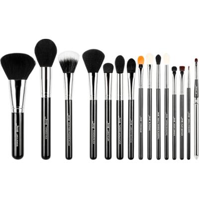 Jessup - Black/Silver Brush Set, 15 szt. - zestaw pędzli do makijażu twarzy i oczu czarny ze srebrem