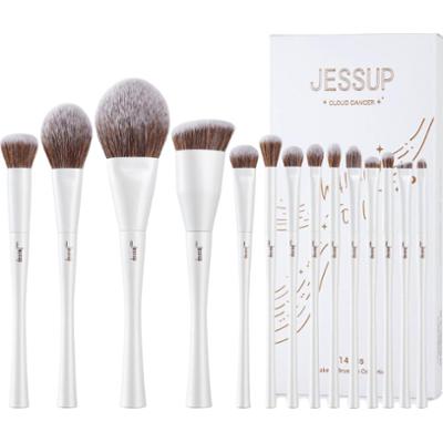 Jessup - Makeup Brushes Collection, 14 szt. - zestaw pędzli do makijażu twarzy i oczu jasnoszarych