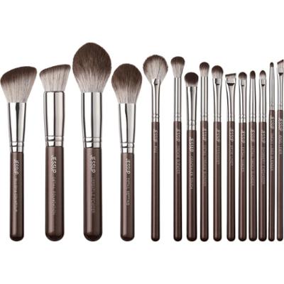 Jessup - Shimmer Brown Comprehensive Collection, 15 szt. - zestaw pędzli do makijażu twarzy i oczu brązowy ze srebrem