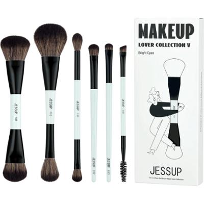 Jessup - Duo-End Brush Must-have Collection, 10/6 szt. - zestaw dwustronnych pędzli do makijażu twarzy i oczu błękitny