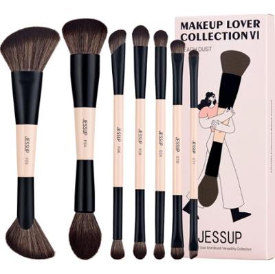 Jessup - Duo-End Brush Versatility Collection, 14/7 szt. - zestaw dwustronnych pędzli do makijażu twarzy i oczu jasnoróżowych