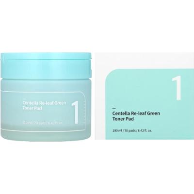 Numbuzin - No.1 Centella Re-leaf Green Toner Pad, 70 szt. - kojące płatki tonizujące do twarzy