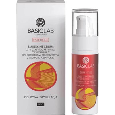 BASICLAB - Esteticus Emulsyjne Serum z 1% retinolu, 5% wit. C, 2% komórkami macierzystymi NOC, 30ml