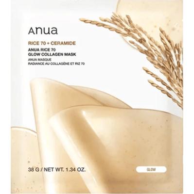 Anua - Rice 70 Glow Collagen Mask, 38 g - hydrożelowa maska do twarzy z ryżem i kolagenem
