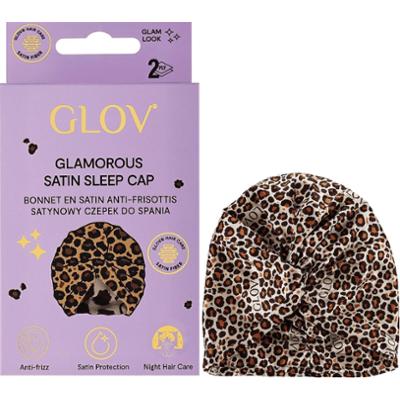 GLOV - Glamorous Satin Sleep Cap Cheetah, 1 szt - satynowy czepek do spania