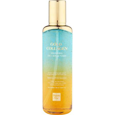 FARMSTAY - Gold Collagen Nourishing 2 in 1 Serum Toner, 130 ml - odżywczy tonik-serum do twarzy