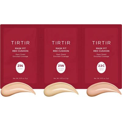 TIRTIR - Mask Fit Red Cushion 3 Shade Trial Kit (21N, 21W, 22C), 3x1g - zestaw próbek podkładu cushion dla jasnych do średnich karnacji