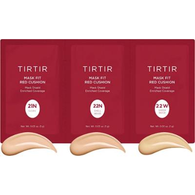 TIRTIR - Mask Fit Red Cushion 3 Shade Trial Kit (21N, 22N, 22W), 3x1g - zestaw próbek podkładu cushion dla jasnych do średnich karnacji