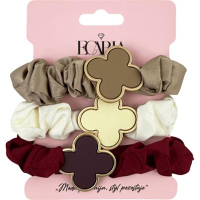 ECARLA - Zestaw 3 gumek do włosów z koniczynką