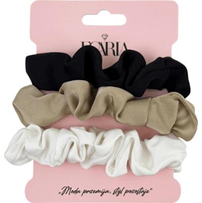 ECARLA - Zestaw 3 frotek do włosów w kolorze białym, beżowym i czarnym