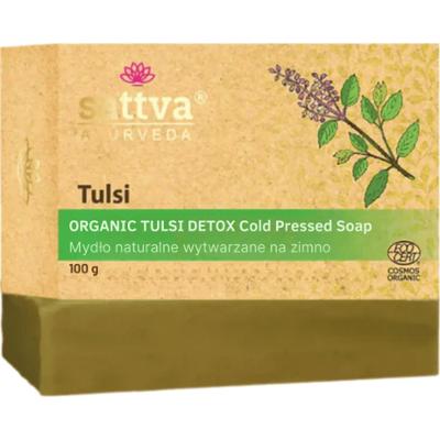 SATTVA - Tulsi Detox Cold Pressed Soap, 100 g - detoksykujące mydło do ciała w kostce