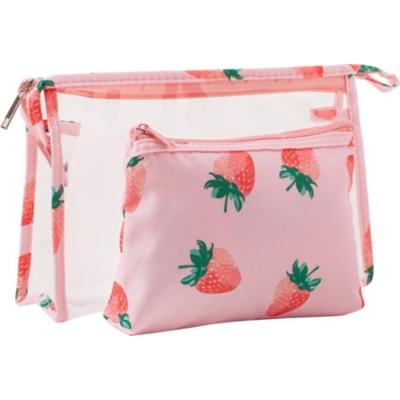 ECARLA - Zestaw kosmetyczek transparetna + truskawki