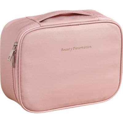 ECARLA - Kosmetyczka rozkładana ekoskóra różowa