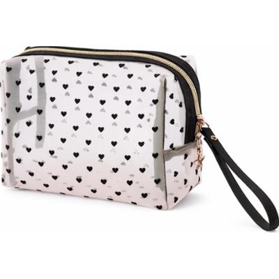 ECARLA - Kosmetyczka transparentna czarne serca