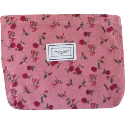 ECARLA - Kosmetyczka materiałowa bordowa w kwiaty