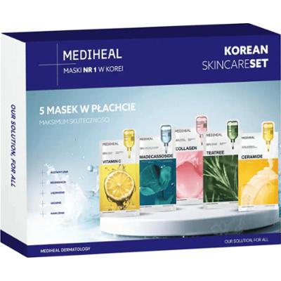 MEDIHEAL - Korean Skin Care Skin Glow Set - zestaw 5 masek do twarzy w płachcie