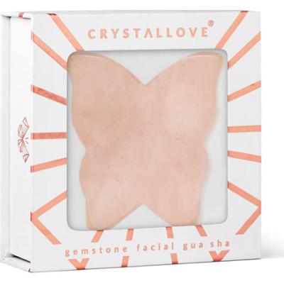CRYSTALLOVE - Płytka Motylek do masażu twarzy guasha z kwarcu różowego