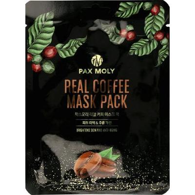 PAX MOLY - Real Coffee Mask Pack, Maska w płachcie odmładzająco-rozświetlająca z ekstraktem z kawy, 25ml