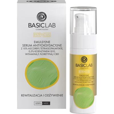 BASICLAB - Emulsyjne Serum Antyoksydacyjne Z 10% Ascorbyl Tetraisopalmitate Rewitalizacja I Odżywienie, 30ml